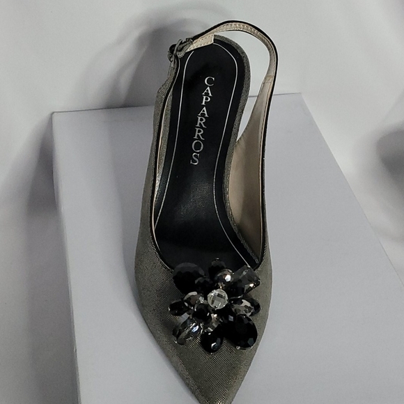 Caparros Gun Metal Jewel High Heel Evening Shoes - Picture 5 of 13